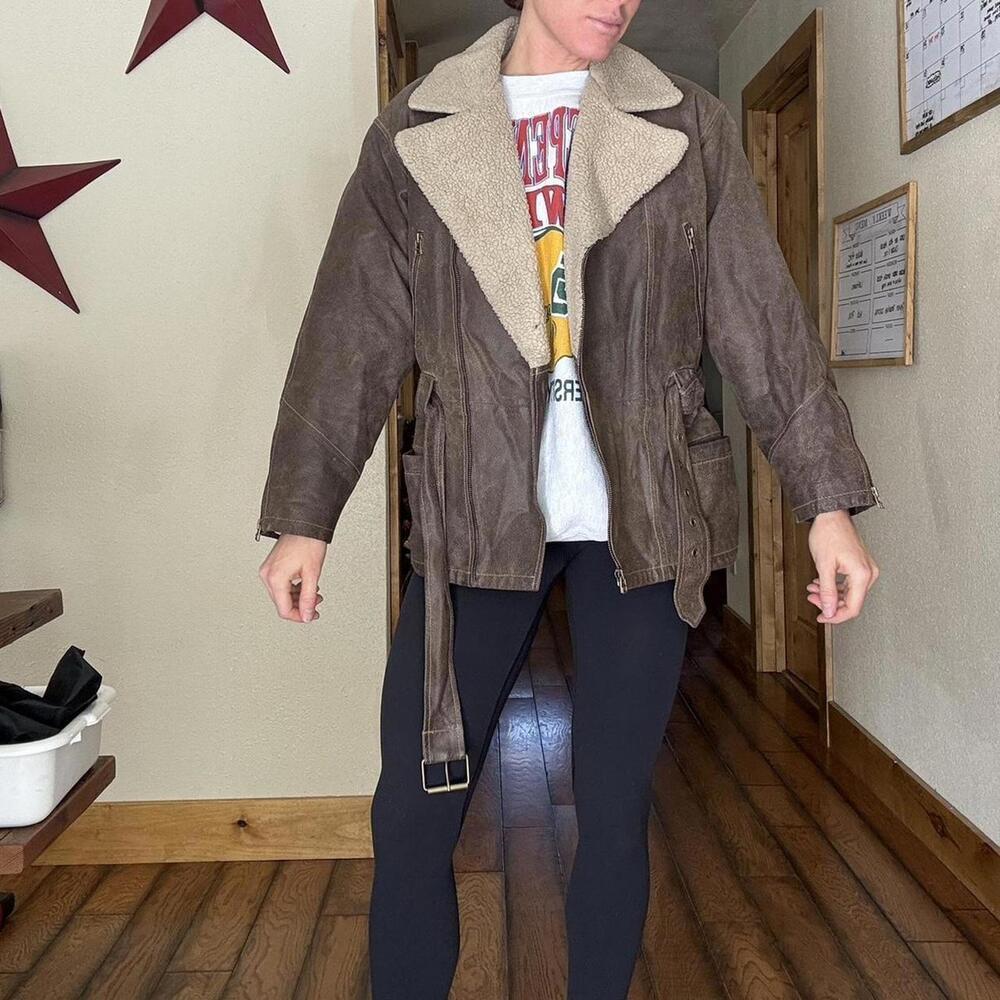 Winlit New York super cool moto style jacket with Sherpa collar - Picture 2 of 8